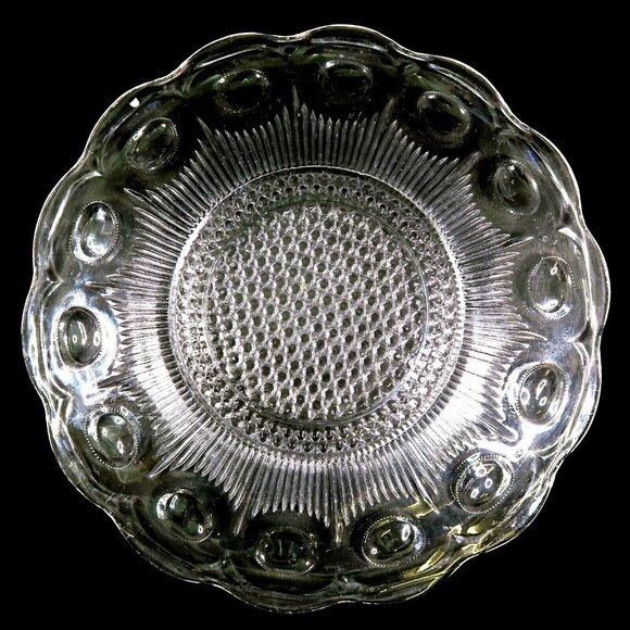 Vintage US Glass Dinner Plate – Manhattan Pattern, Clear, Antique 1902–1919 - Picture 3 of 4